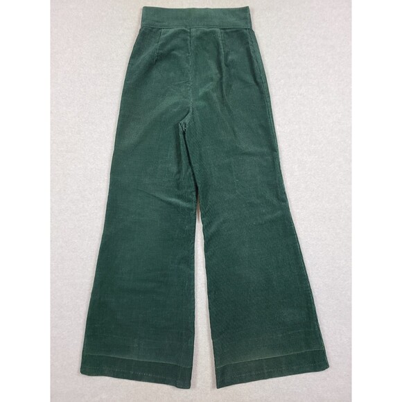Vtg 70s Womens Sears JR. Bazaar Corduroy Bell Bottom Flare Green Pants Sz 26x31 - Picture 7 of 13